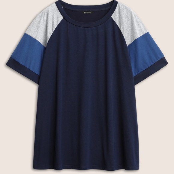 BloomChic Colorblock Contrast Crew Neck Raglan Sleeve T-shirt - Picture 5 of 7